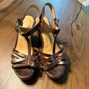 🎂Unisa - Brown Woven Cork Wedges - 7.5